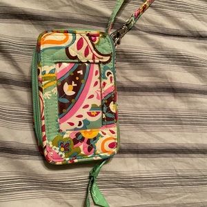 Retired Vera Bradley mint/pink paisley wristlet